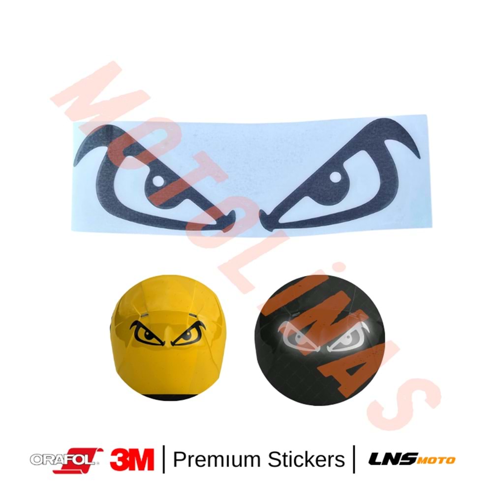 KIZGIN GÖZLER [SİYAH] REKLEFTİF YAZILI ETİKET 3M STİCKER- UNİVERSAL