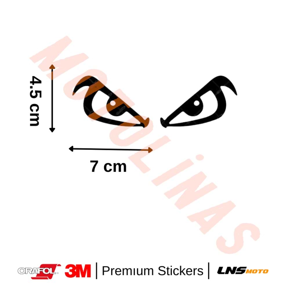 KIZGIN GÖZLER [SİYAH] REKLEFTİF YAZILI ETİKET 3M STİCKER- UNİVERSAL
