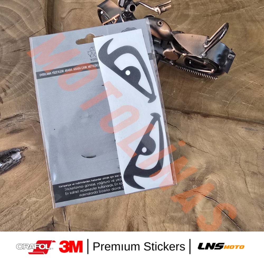 KIZGIN GÖZLER [SİYAH] REKLEFTİF YAZILI ETİKET 3M STİCKER- UNİVERSAL