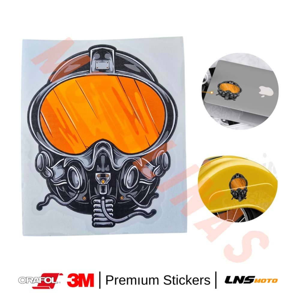 F16 PİLOT MASKESİ ETİKETİ 3M STİCKER- UNİVERSAL