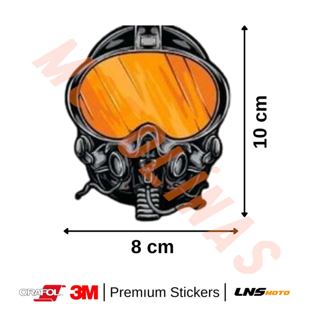 F16 PİLOT MASKESİ ETİKETİ 3M STİCKER- UNİVERSAL