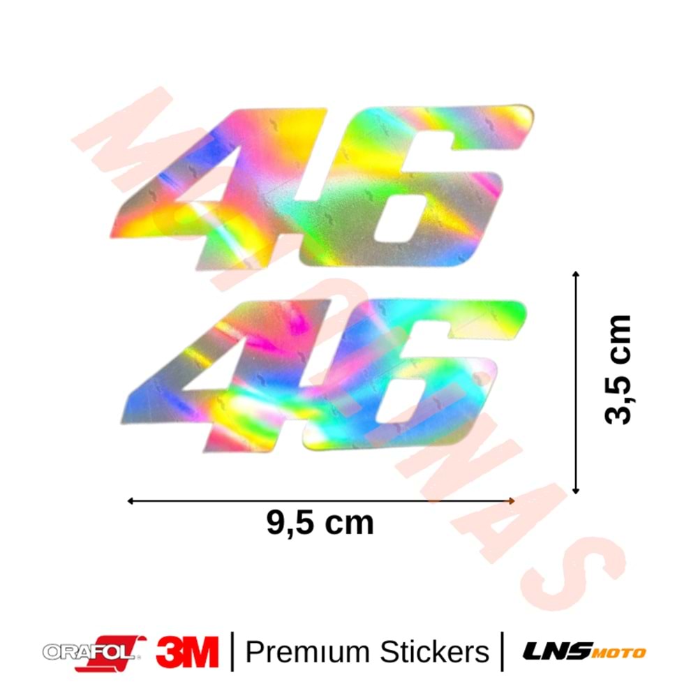 46 NUMARA ETİKET 2li [HOLOGRAM] ETİKET 3M STİCKER- UNİVERSAL