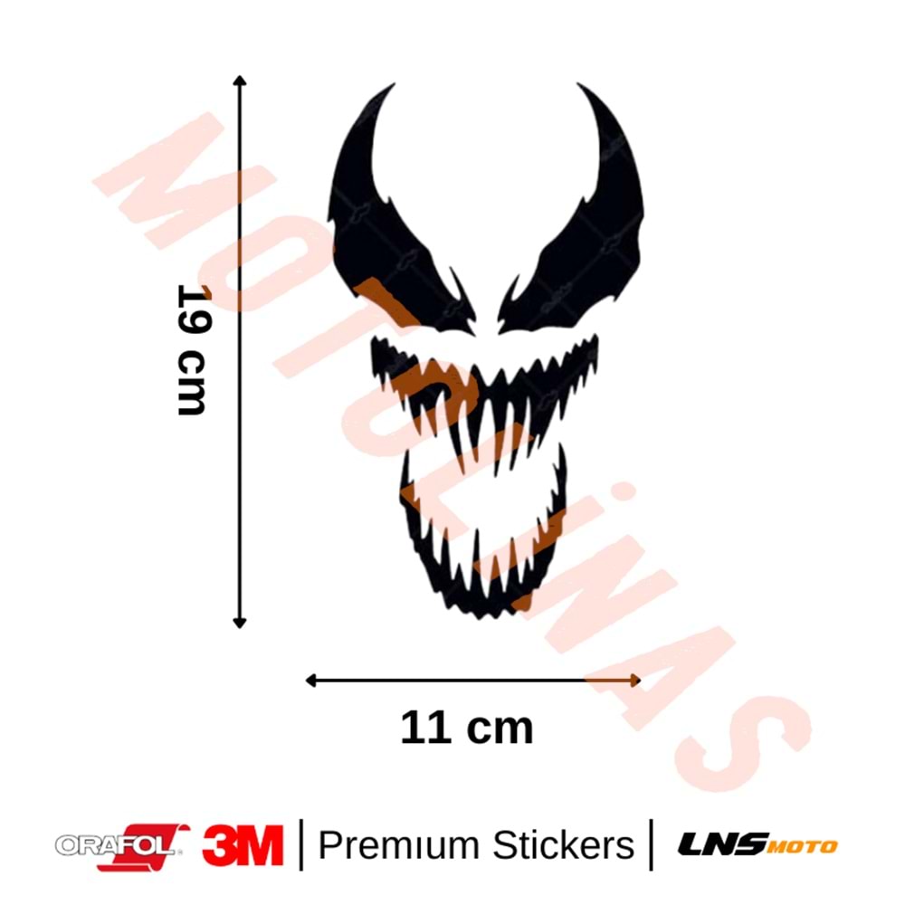 KORKUTUCU YÜZ SERİSİ NO1 VENOM ETİKETİ [REFLEKTİF] 3M STİCKER- UNİVERSAL