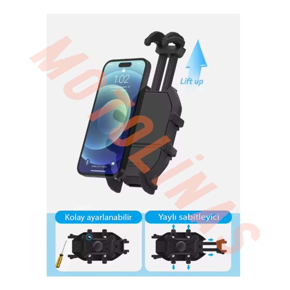 TELEFON TUTUCU [GİDON VE AYNA BAĞLANTI][TİTREŞİM EMİCİ] ÖRÜMCEK MODEL - UNİVERSAL