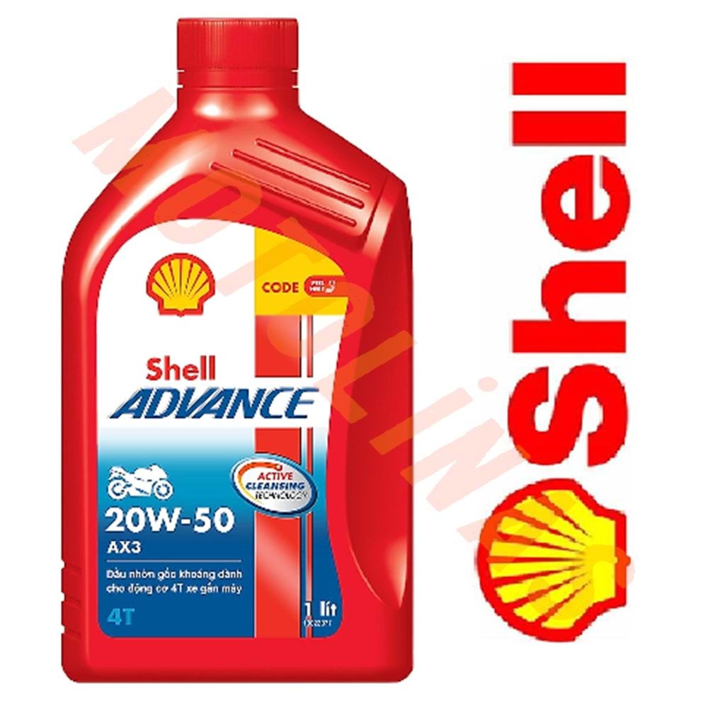 SHELL Adcence Ax3 20W50 4T Yağ 1 Litre Kırmızı Kutu