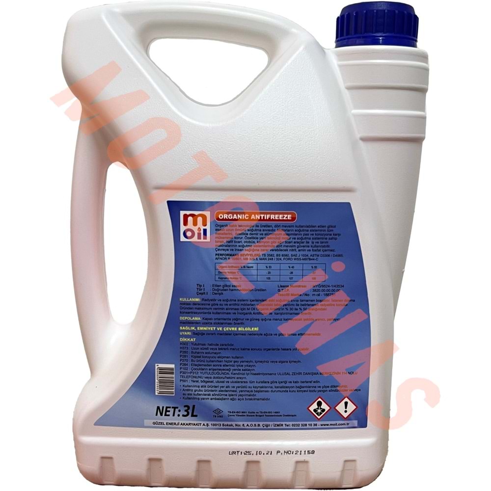 ORGANİK KIRMIZI ANTİFRİZ 3 LİTRE (-37 KADAR ) - MOTOSİKLET OTOMOBİL