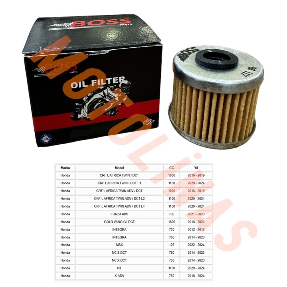 KAĞIT YAĞ FİLTRESİ [BS117] - CRF L AFRICA TWIN, FORZA 700,GOLD WING GL DCT,INTEGRA,,MSX,X-ADV