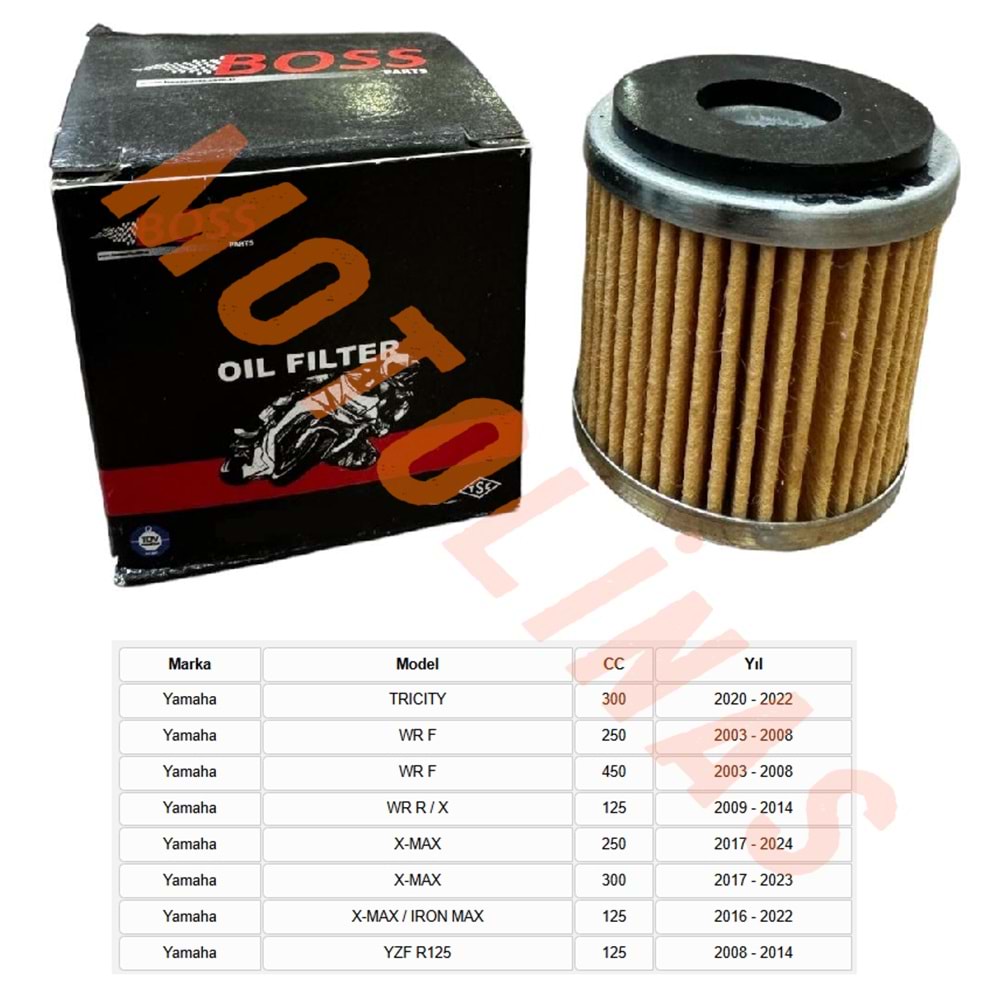 KAĞIT YAĞ FİLTRESİ [BS141] - YAMAHA TRICITY300,WRF250/450, X-MAX250/300,X-MAX / IRON MAX125, YZF R125