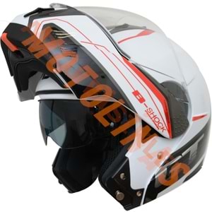 BEON- ÇENE AÇILIR VİZÖRLÜ KASK [B700] [BEYAZ-KIRMIZI] [B-SHOCK] [S]