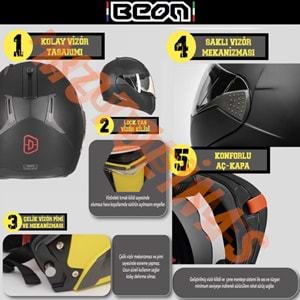 BEON- ÇENE AÇILIR VİZÖRLÜ KASK [B700] [SİYAH -KURU KAFA DESENLİ] [S]