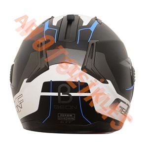 BEON- ÇENE AÇILIR VİZÖRLÜ KASK [B700] [SİYAH-MAVİ] [B-SHOCK] [L]