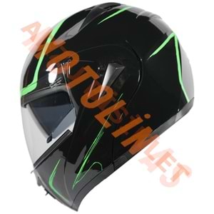 VRT - ÇENE AÇILIR VİZÖRLÜ KASK [MB808] [SİYAH - YEŞİL] [L]