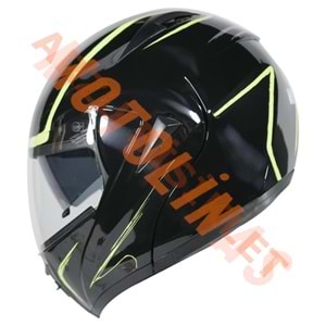VRT - ÇENE AÇILIR VİZÖRLÜ KASK [MB808] [SİYAH - SARI] [L]