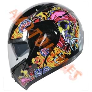 VRT - ÇENE AÇILIR VİZÖRLÜ KASK [MB808] [KURU KAFA - ATEŞ] [M]