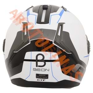 BEON- ÇENE AÇILIR VİZÖRLÜ KASK [B700] [BEYAZ-MAVİ] [B-SHOCK] [S]