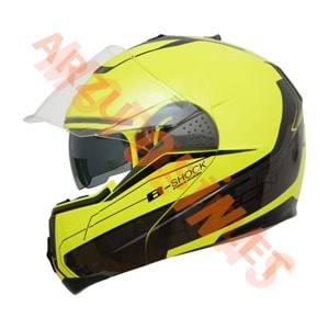 BEON- ÇENE AÇILIR VİZÖRLÜ KASK [B700] [NEON SARI] [B-SHOCK] [M]