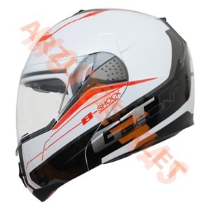 BEON- ÇENE AÇILIR VİZÖRLÜ KASK [B700] [BEYAZ-KIRMIZI] [B-SHOCK] [L]