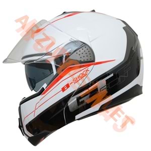 BEON- ÇENE AÇILIR VİZÖRLÜ KASK [B700] [BEYAZ-KIRMIZI] [B-SHOCK] [L]