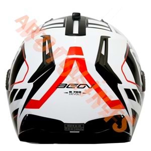 BEON- ÇENE AÇILIR VİZÖRLÜ KASK [B700] [BEYAZ - SİYAH - KIRMIZI] [AIR TEK] [M]
