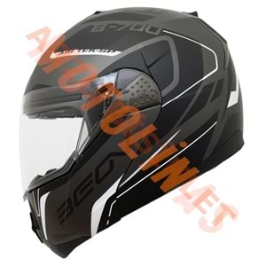 BEON- ÇENE AÇILIR VİZÖRLÜ KASK [B700] [SİYAH - GRİ - BEYAZ] [AIR TEK] [S]