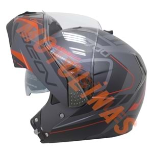 BEON- ÇENE AÇILIR VİZÖRLÜ KASK [B700] [GRİ - KIRMIZI] [AIR TEK] [S]