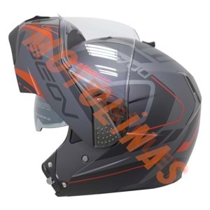 BEON- ÇENE AÇILIR VİZÖRLÜ KASK [B700] [SİYAH - KIRMIZI] [AIR TEK] [M]