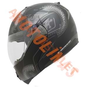 BEON- ÇENE AÇILIR VİZÖRLÜ KASK [B700] [EJDERHA DESEN] [M]
