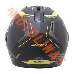 BEON- ÇENE AÇILIR VİZÖRLÜ KASK [B700] [SİYAH - SARI] [VERTİGO] [S]