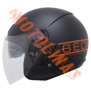 BEON-ÇENESİZ VİZÖRLÜ YAZLIK KASK [B217] [MAT SİYAH - TURUNCU] [M]