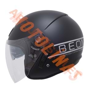 BEON-ÇENESİZ VİZÖRLÜ YAZLIK KASK [B217] [MAT SİYAH - GRİ] [M]