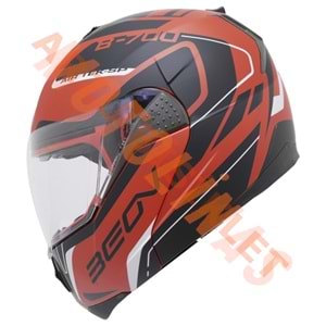 BEON- ÇENE AÇILIR VİZÖRLÜ KASK [B700] [KIRMIZI - SİYAH] [AIR TEK] [S]