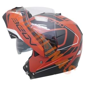 BEON- ÇENE AÇILIR VİZÖRLÜ KASK [B700] [KIRMIZI - SİYAH] [AIR TEK] [S]