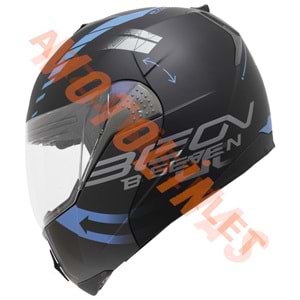 BEON- ÇENE AÇILIR VİZÖRLÜ KASK [B700] [SİYAH - MAVİ] [VERTİGO] [L]