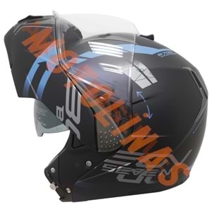 BEON- ÇENE AÇILIR VİZÖRLÜ KASK [B700] [SİYAH - MAVİ] [VERTİGO] [L]