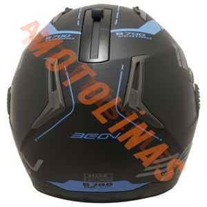 BEON- ÇENE AÇILIR VİZÖRLÜ KASK [B700] [SİYAH - MAVİ] [VERTİGO] [L]
