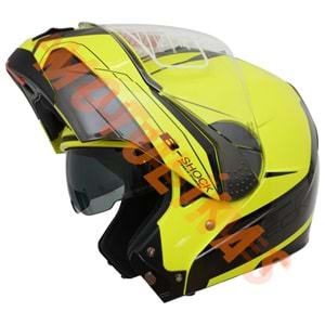 BEON- ÇENE AÇILIR VİZÖRLÜ KASK [B700] [NEON SARI] [B-SHOCK] [S]