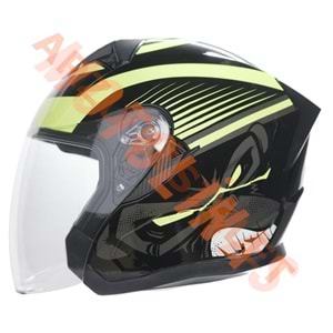 KC-ÇENESİZ VİZÖRLÜ YAZLIK KASK [KC528-1] SİYAH - NEON YEŞİL [S] E BELGELİ