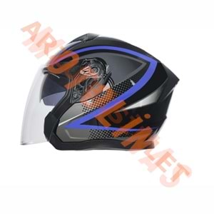 KC-ÇENESİZ VİZÖRLÜ YAZLIK KASK [KC528-1] SİYAH - MAVİ [S] E BELGELİ