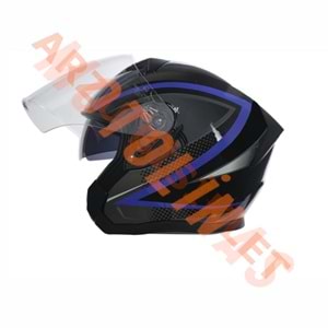 KC-ÇENESİZ VİZÖRLÜ YAZLIK KASK [KC528-1] SİYAH - MAVİ [S] E BELGELİ