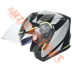 KC-ÇENESİZ VİZÖRLÜ YAZLIK KASK [KC528-1] SİYAH - GRİ - NEON SARI [S] E BELGELİ