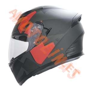 KC-KAPALI VİZÖRLÜ KASK [KC316-1] MAT SİYAH - KIRMIZI [M] E BELGELİ