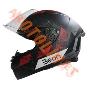 BEON- KAPALI KASK [FULL FACE] [B507] [SİYAH-KIRMIZI-GRİ] [XXL]