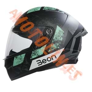 BEON- KAPALI KASK [FULL FACE] [B507] [SİYAH-YEŞİL-GRİ] [M]