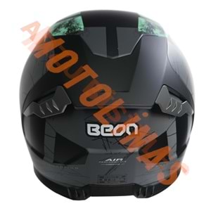 BEON- KAPALI KASK [FULL FACE] [B507] [SİYAH-YEŞİL-GRİ] [M]