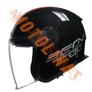 BEON- ÇENESİZ VİZÖRLÜ YAZLIK KASK [B203] [SİYAH-KIRMIZI] [S]