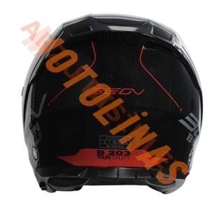 BEON- ÇENESİZ VİZÖRLÜ YAZLIK KASK [B203] [SİYAH-KIRMIZI] [S]