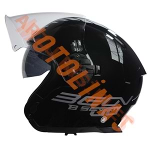 BEON- ÇENESİZ VİZÖRLÜ YAZLIK KASK [B203] [SİYAH-BEYAZ] [L]