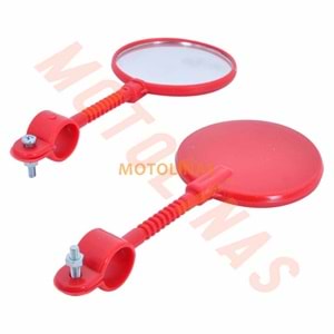 BİSİKLET AYNASI PLASTİK - YUVARLAK KIRMIZI [TAKIM]