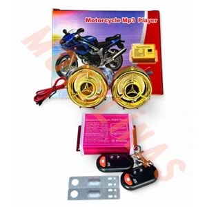 MOTOSİKLET ALARM + MP3 ÇALAR + USB ŞARJ + BLUETOOTH MERCEDES MODEL