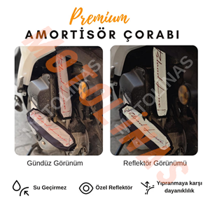 ARKA AMORTİSÖR ÇORABI KILIFI 2 ADET 31,5cm [REFLEKTÖRLÜ/KIRMIZI YAZI] - UNİVERSAL